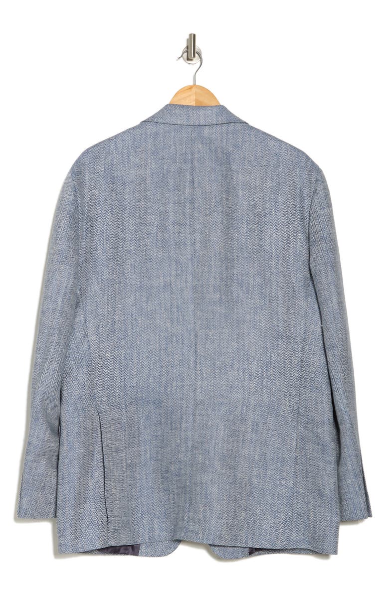 Brooks Brothers Classic Fit Blue Herringbone Linen Blazer, Alternate, color,