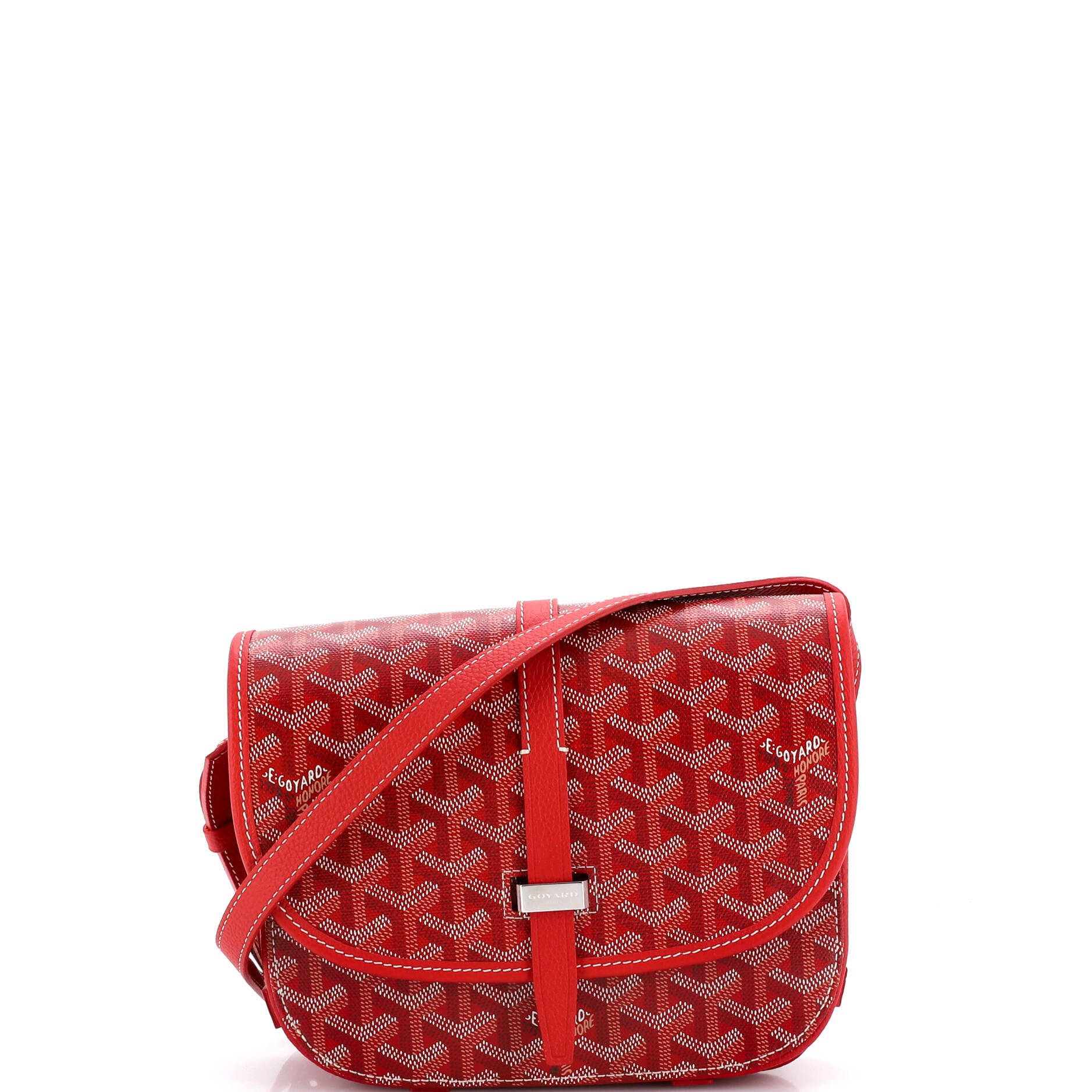 Pre-Owned Goyard Belvedere II Messenger Bag Coated Canvas PM, Main, color, Red