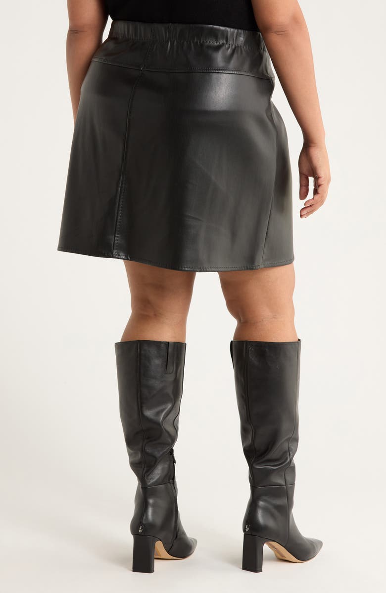 MAX STUDIO Faux Leather Miniskirt, Alternate, color, Black
