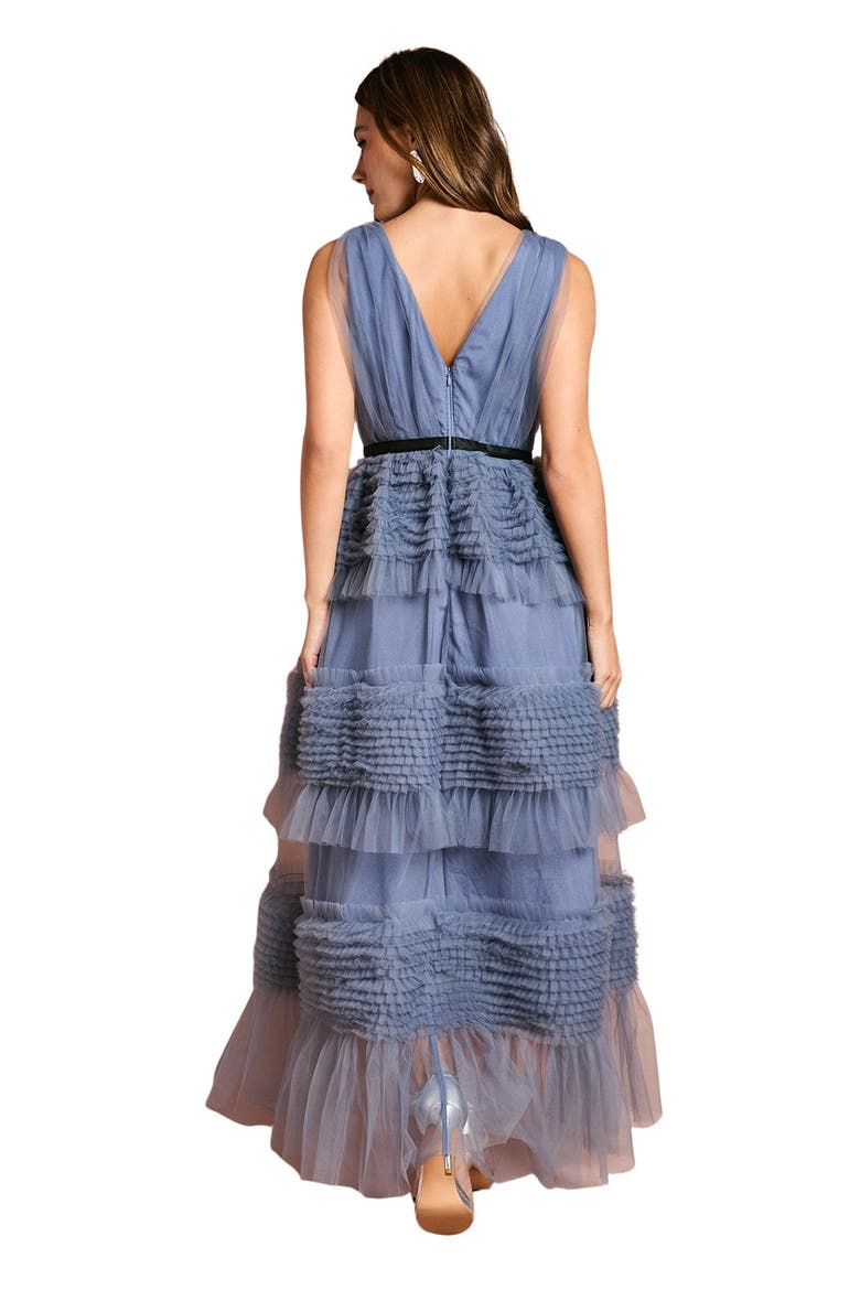 Sleeveless Mesh Wrap Top Maxi Dress, Alternate, color, Blue