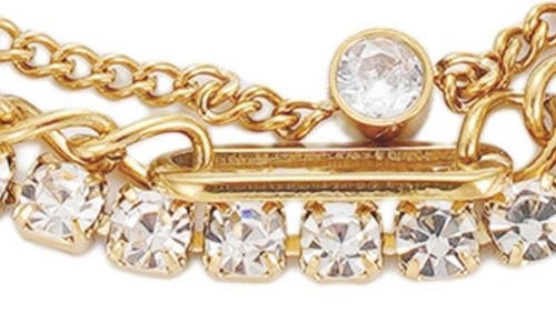Adornia 18k Gold Plated Crystal Triple Chain Bracelet In Gold