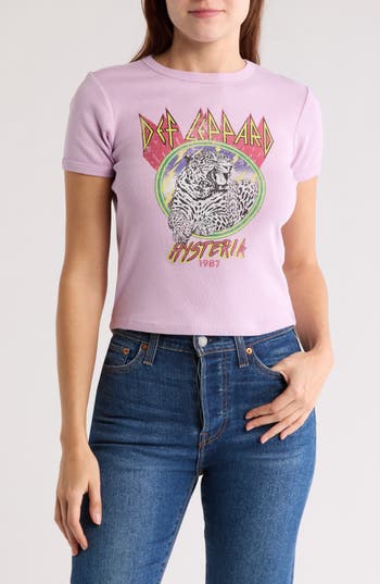 Shop Vinyl Icons Def Leappard Hysteria Graphic Print T-shirt In Purple