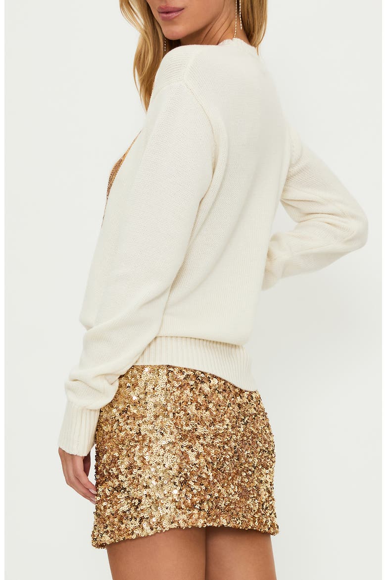 Jolene Sequin Crewneck Sweater, Alternate, color, CREAM