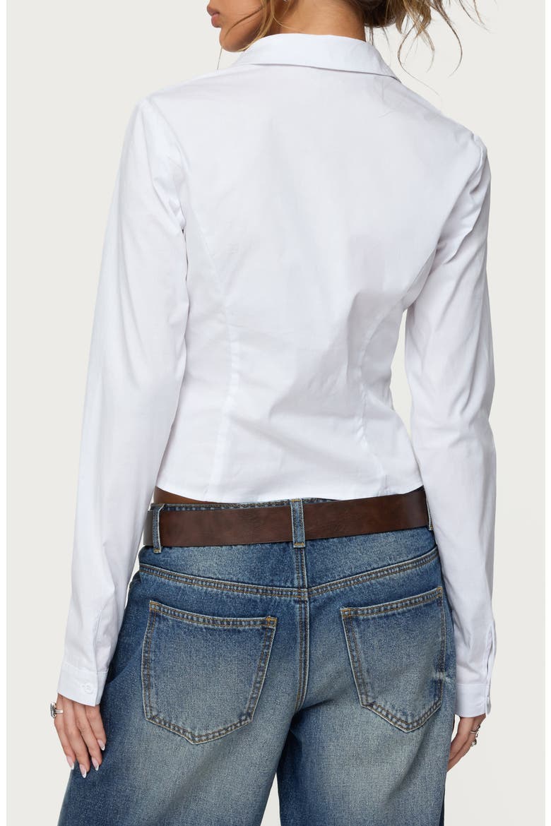 Laurna Crop Stretch Cotton Poplin Button-Up Shirt, Alternate, color, WHITE