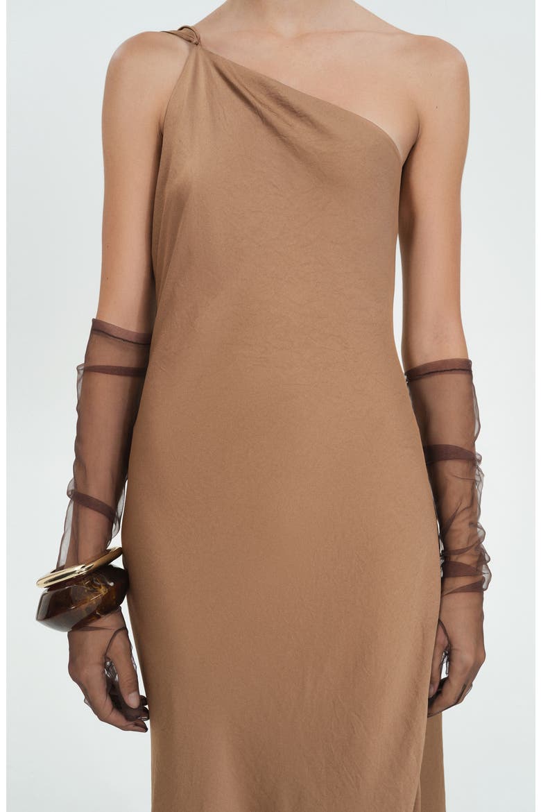 Asymmetric Cape Dress, Alternate, color, BEIGE