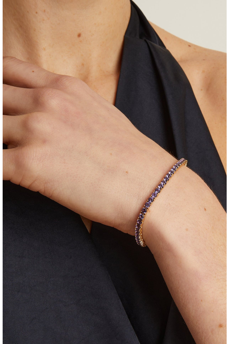 Lab Grown Amethyst Tennis Bracelet, Alternate, color, Yellow Gold Vermeil