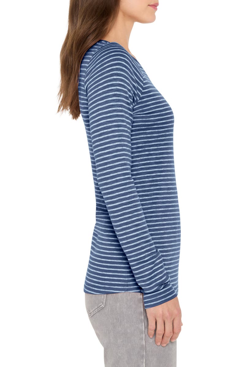 NZT by NIC+ZOE Stripe Long Sleeve Boat Neck T-Shirt, Alternate, color, Blue Multi