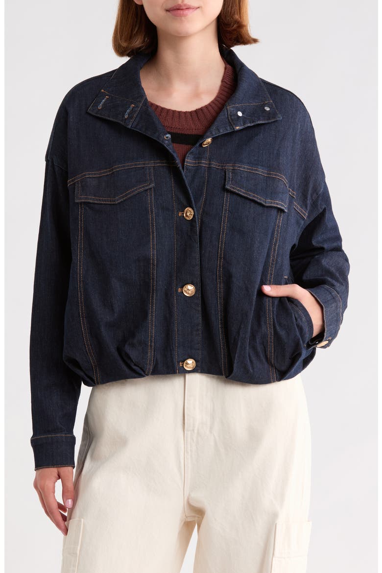 Nolen Bomber Jacket, Main, color, DARK INDIGO DENIM