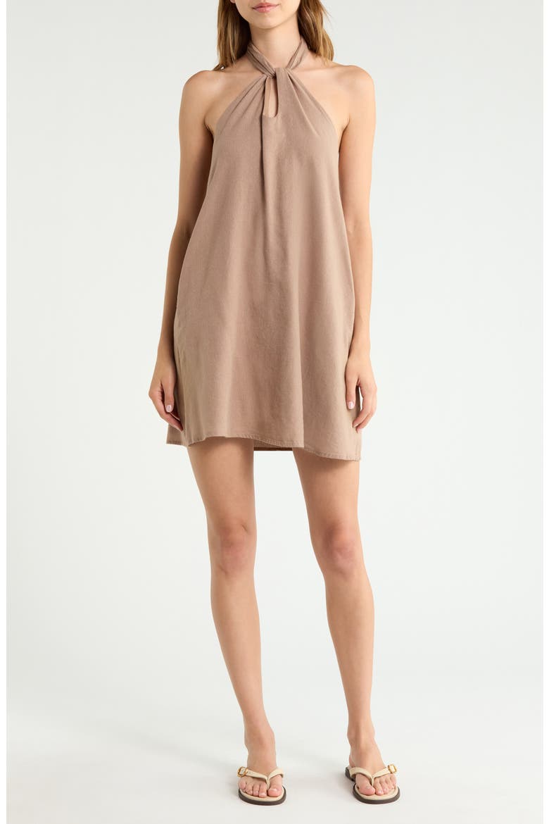 Halter Open Back Cover-Up Dress, Main, color, BROWN