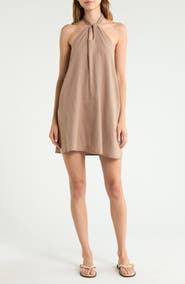 Elan Halter Open Back Cover-Up Dress