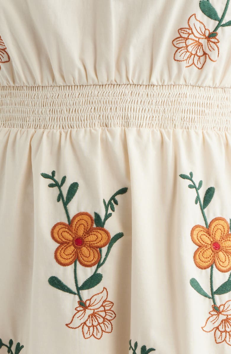 ZOE AND CLAIRE Embroidered Puff Sleeve Midi Dress, Alternate, color, Red Multi