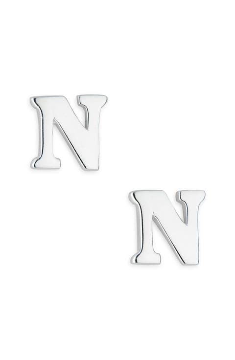 Block Letter Initial Stud Earrings