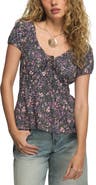 Lucky Brand Floral Cotton Peplum Top