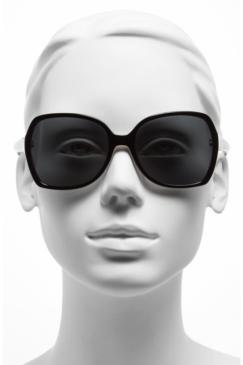 'halsey' 57mm polarized sunglasses, Alternate, color, BLACK IVORY GLITTER/ POLAR