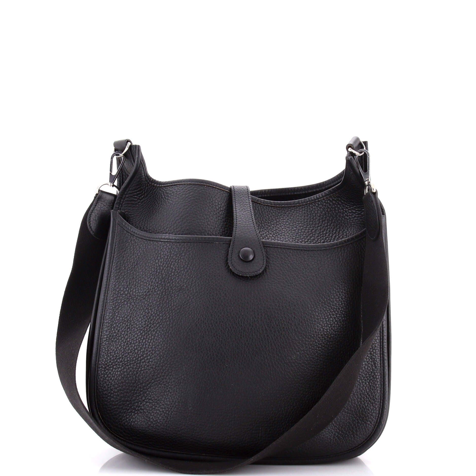 Pre-Owned Hermes Evelyne Bag Gen II Clemence GM, Alternate, color, Noir