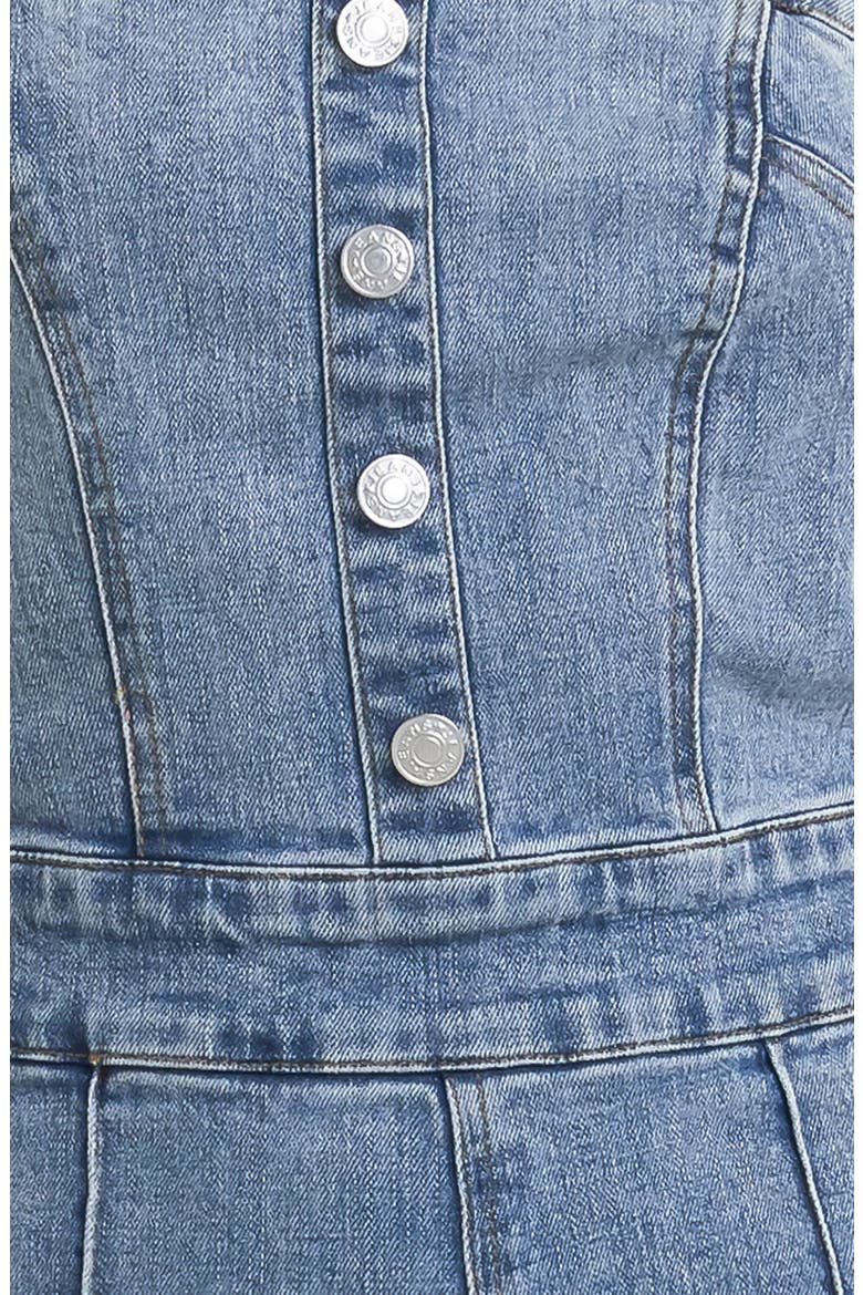 Strapless Flare Leg Denim Jumpsuit, Alternate, color, INDIGO DENIM