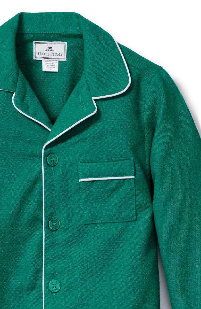 Petite Plume Kids' Flannel Two-Piece Pajamas, Alternate, color, Green