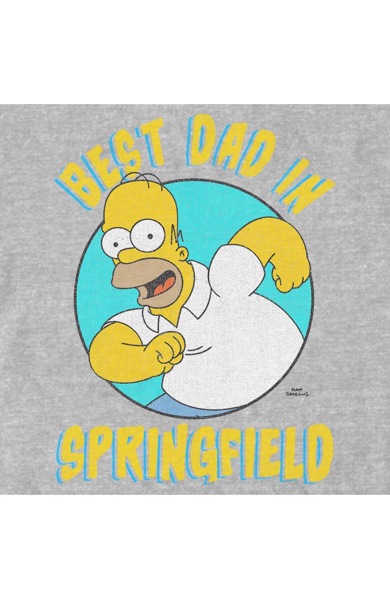 The Simpsons Men's The Simpsons Homer Best Dad In Springfield Graphic T-Shirt, Alternate, color, Sport Grey