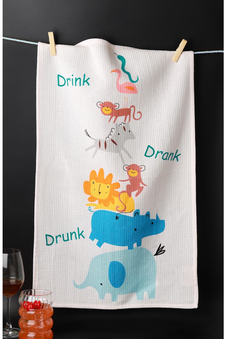 Party Animals Set of 3 Kitchen Towels, Alternate, color, LIGHT BLUE/ MULTI-COLOR