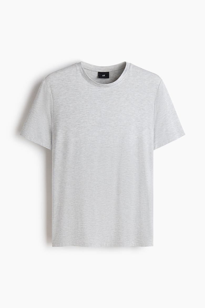Jersey Pyjama T-shirt And Shorts, Alternate, color, Light gray melange