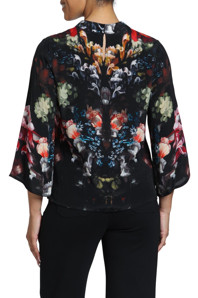 Band Collar Bell Sleeve Top, Alternate, color, ONYX JEWEL MULTI