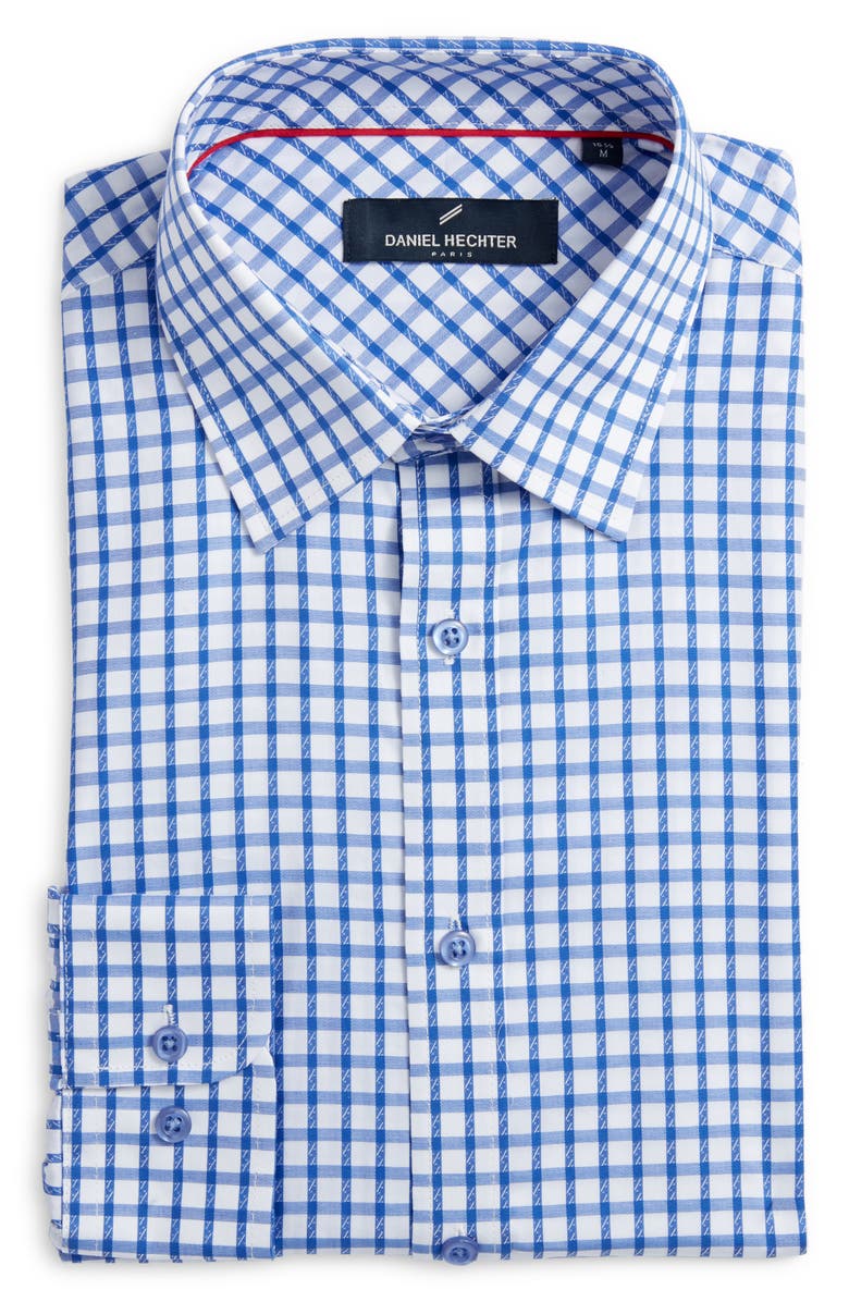 DANIEL HECHTER Trim Fit Windowpane Check Cotton Dress Shirt, Alternate, color, 