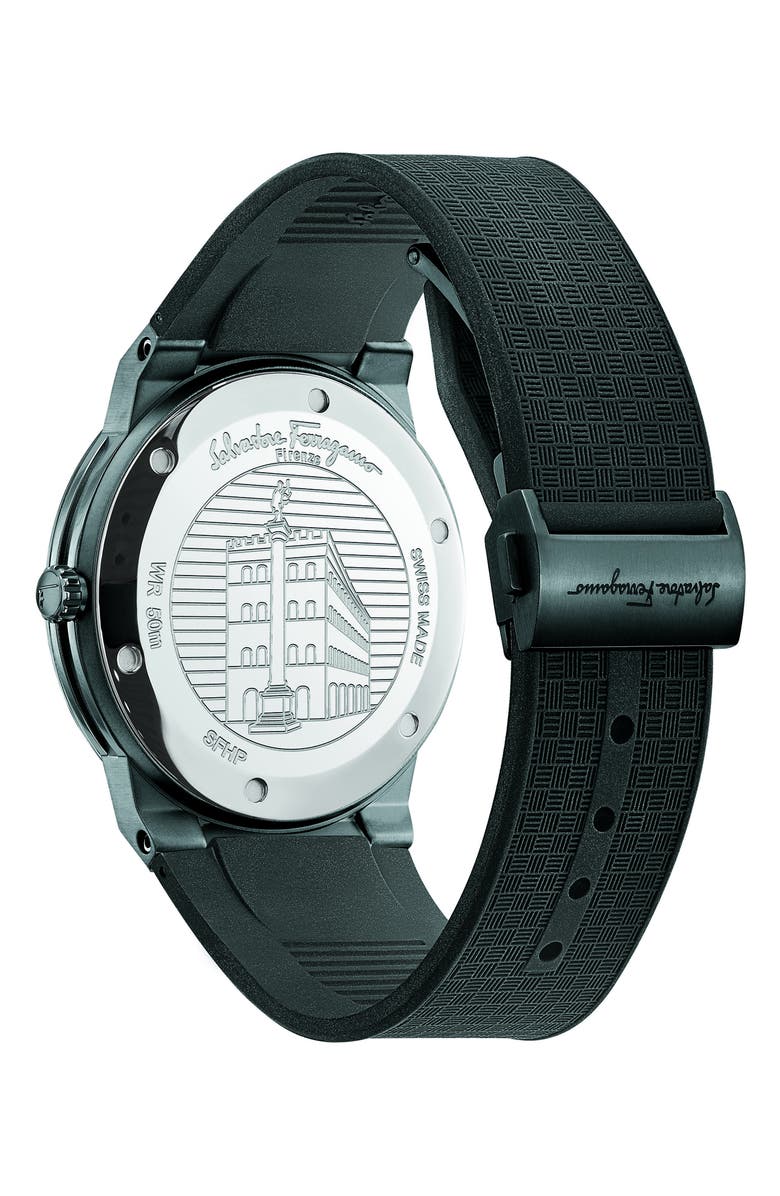 FERRAGAMO Sapphire Rubber Strap Watch, 41mm, Alternate, color,