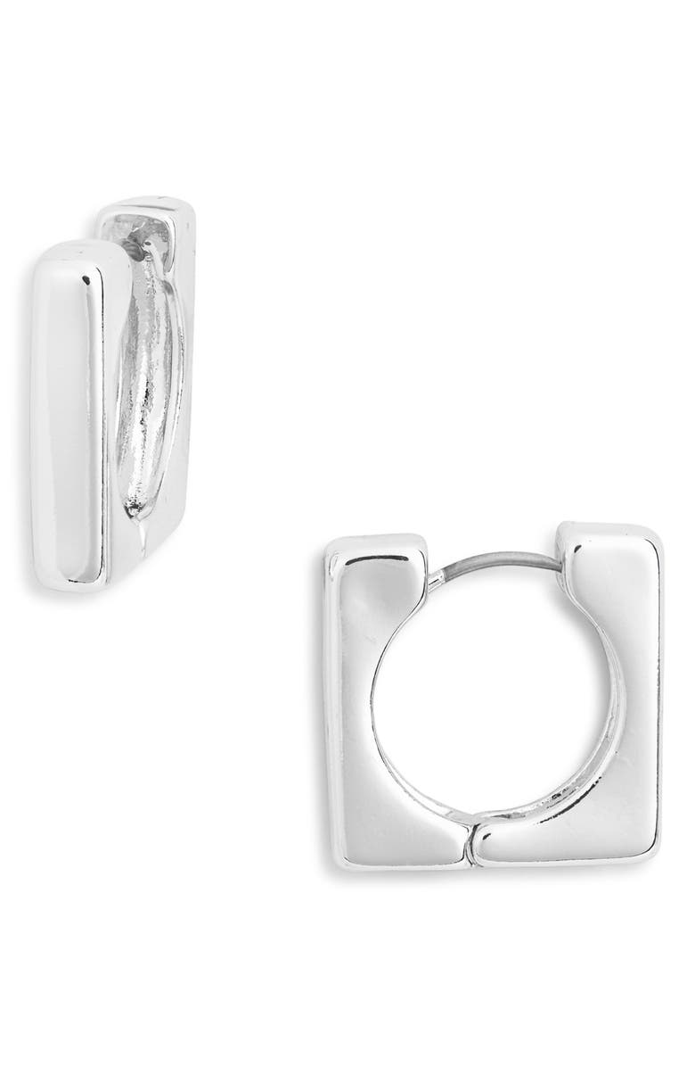 NORDSTROM RACK Chunky Square Hoop Earrings, Main, color, Rhodium