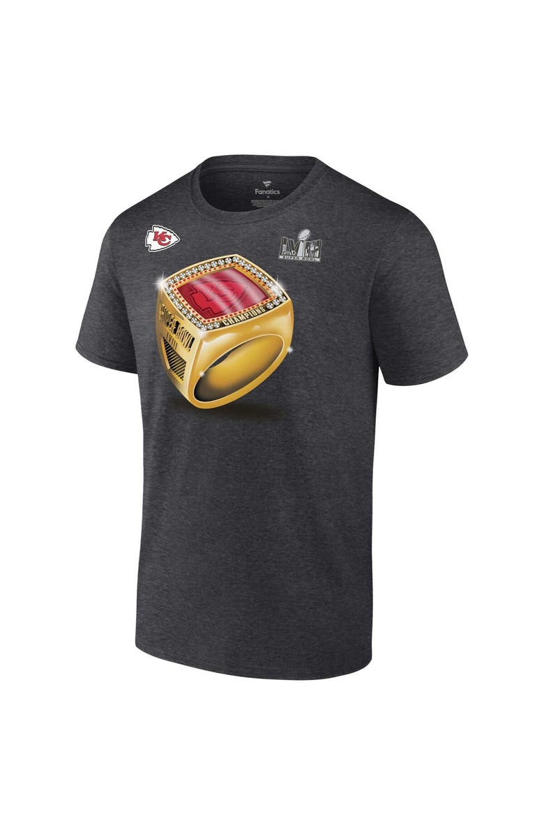 FANATICS Men's Fanatics Branded Heather Charcoal Kansas City Chiefs Super Bowl LVIII Champions Ring Season T-Shirt, Alternate, color, 
