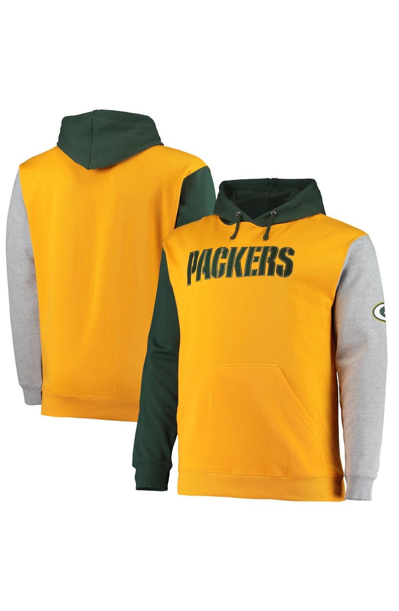 PROFILE Men's Green/Gold Green Bay Packers Big & Tall Pullover Hoodie, Main, color,