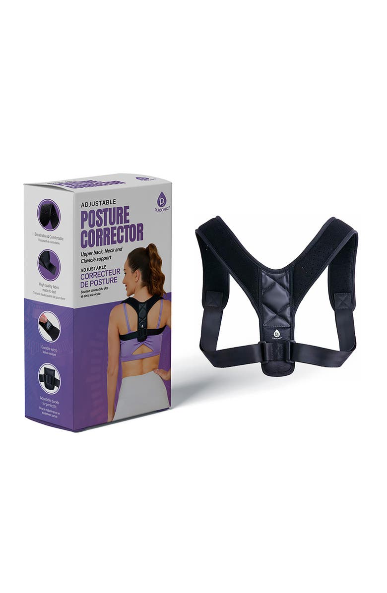 PURSONIC Adjustable Posture Corrector Upper Back, Neck and Clavicle Support, Alternate, color, Black