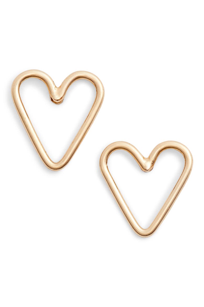 Open Heart Stud Earrings, Alternate, color, YELLOW GOLD