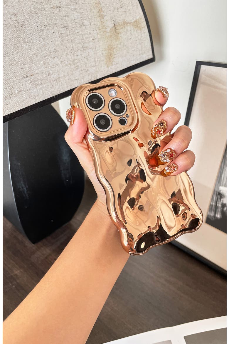 Glossy Gold Bubbles iPhone 16 Pro Case, Alternate, color, GOLD