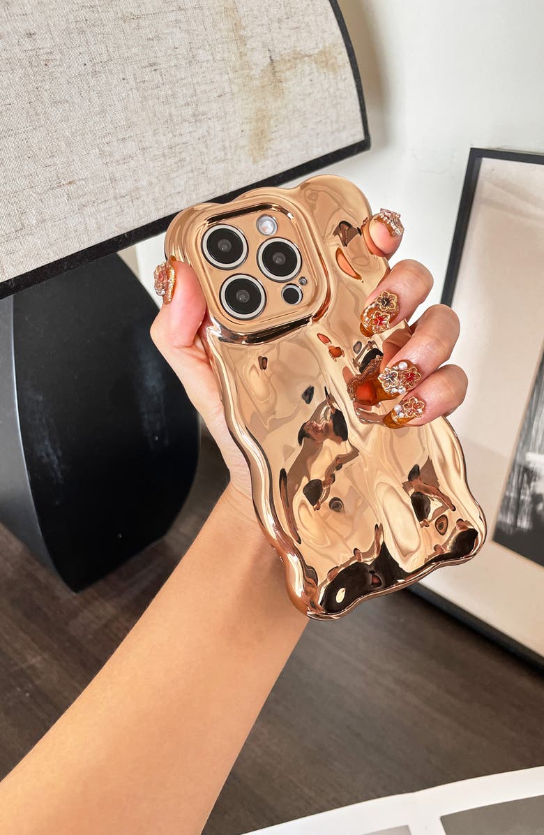 Auramma Glossy Gold Bubbles iPhone 16 Pro Case, Alternate, color, Gold