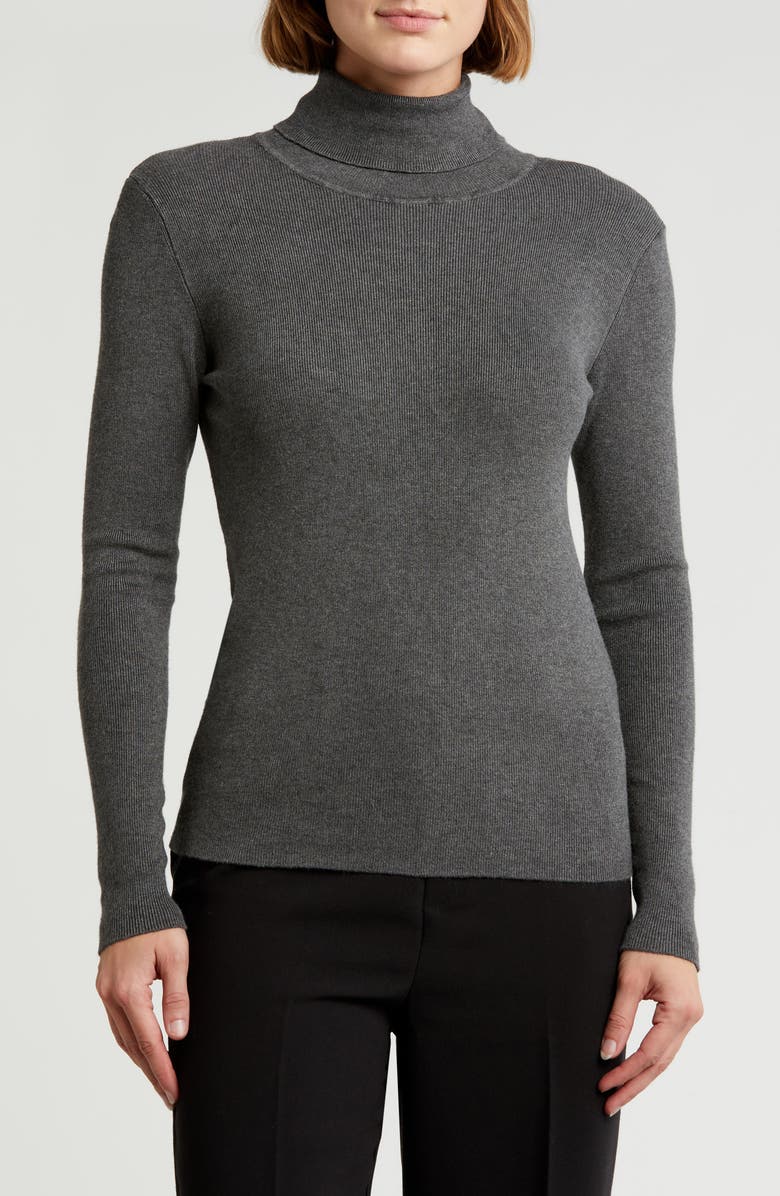 T Tahari Turtleneck Sweater, Main, color, Cement Heather