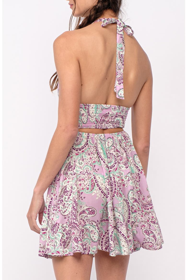 Paisley Halter Strap Smocked Minidress, Alternate, color, PURPLE