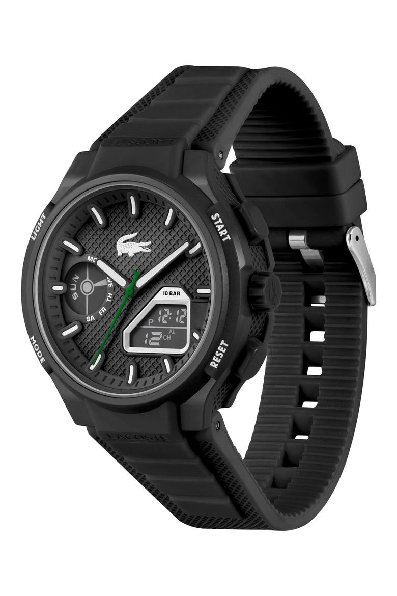 LC33 Silicone Strap Watch, 45mm, Alternate, color, BLACK