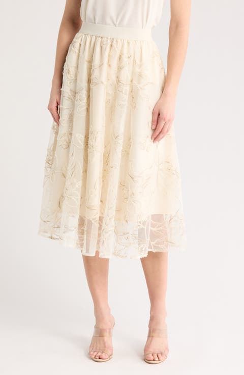 Chiffon Overlay Midi Skirt