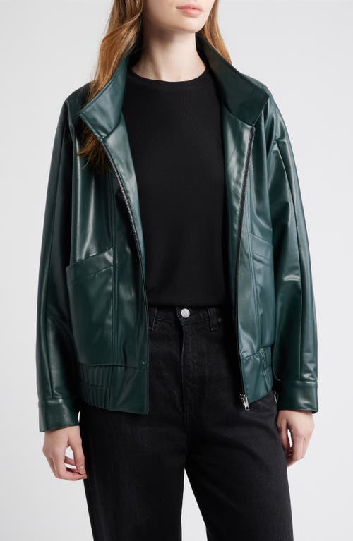 Dra Paulina Oversize Faux Leather Jacket In Blue