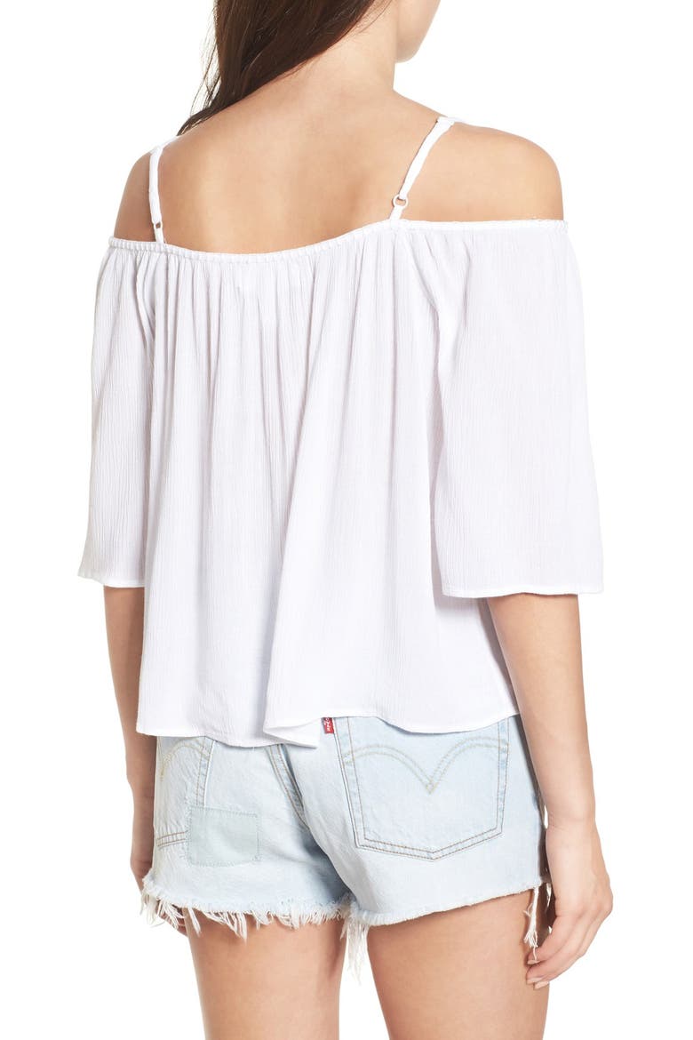 Embroidered Cold Shoulder Top, Alternate, color, IVORY