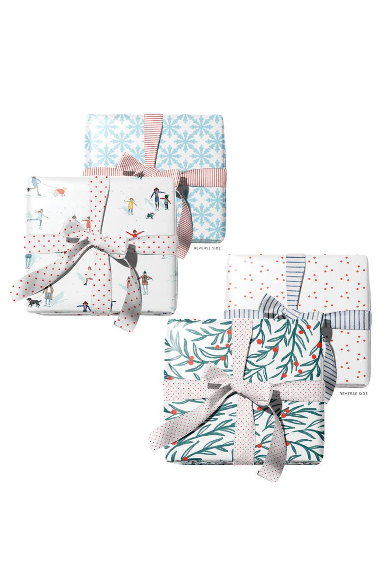 Ramus & Co Two-Sided "Winter Wonderland" & "Wreath" Heavyweight Christmas/Holiday Gift Wrap, Alternate, color, Multicolored