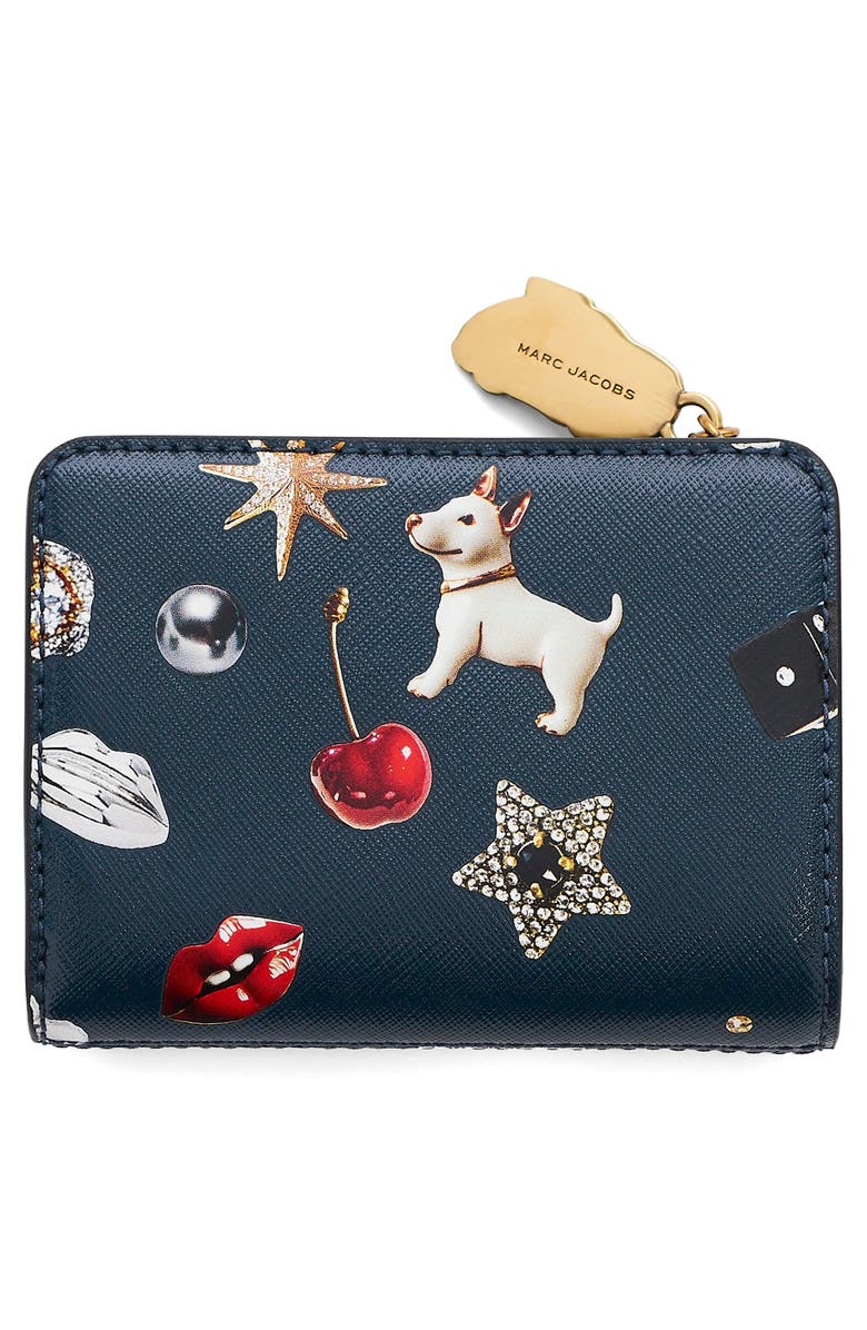 Marc Jacobs The Trinket Utility Snapshot Mini Compact Wallet, Alternate, color, Navy Multi