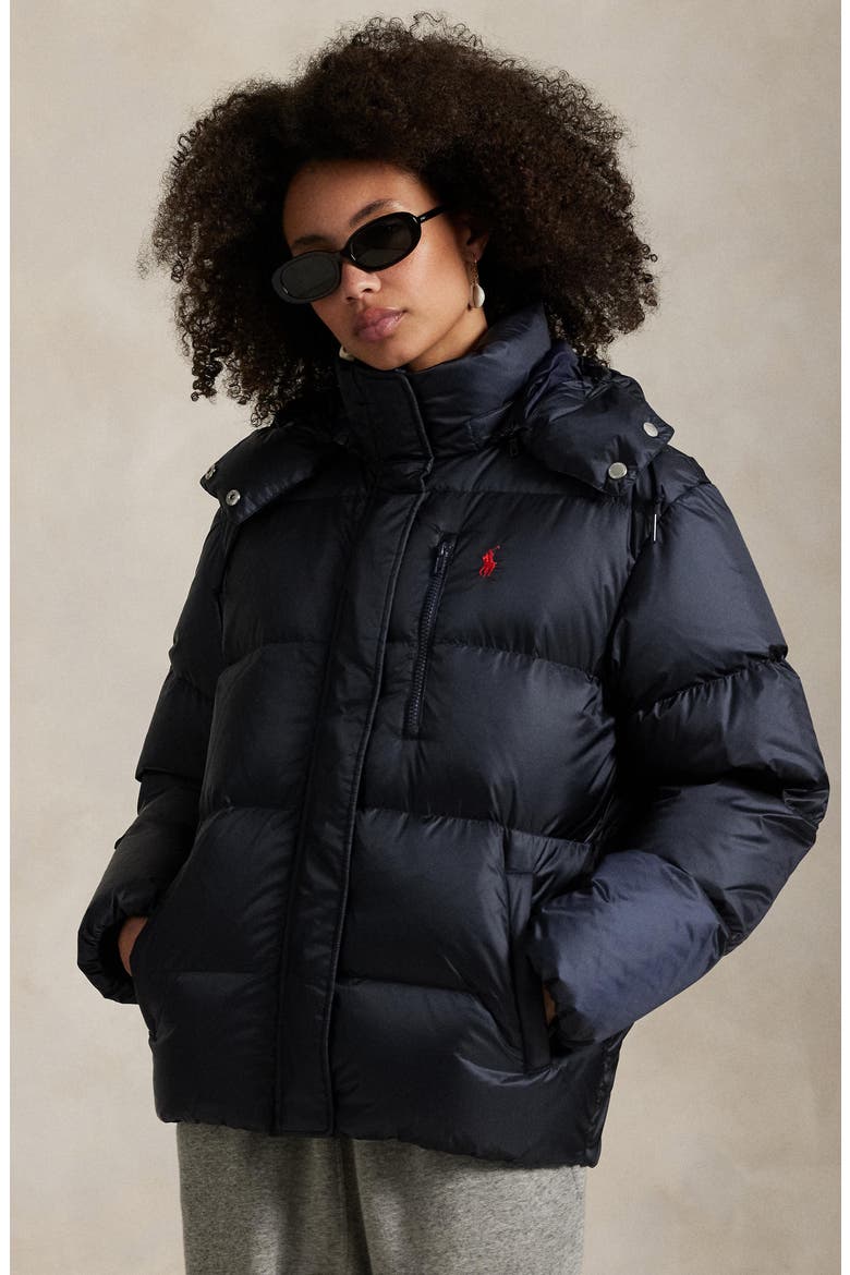 Down Puffer Jacket with Removable Hood, Alternate, color, RL NAVY