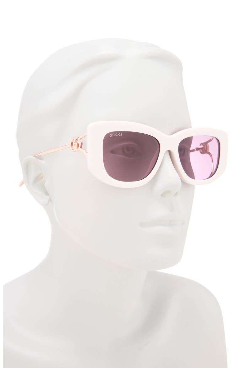 55mm Polarized Square Sunglasses, Alternate, color, IVORY GOLD VIOLET