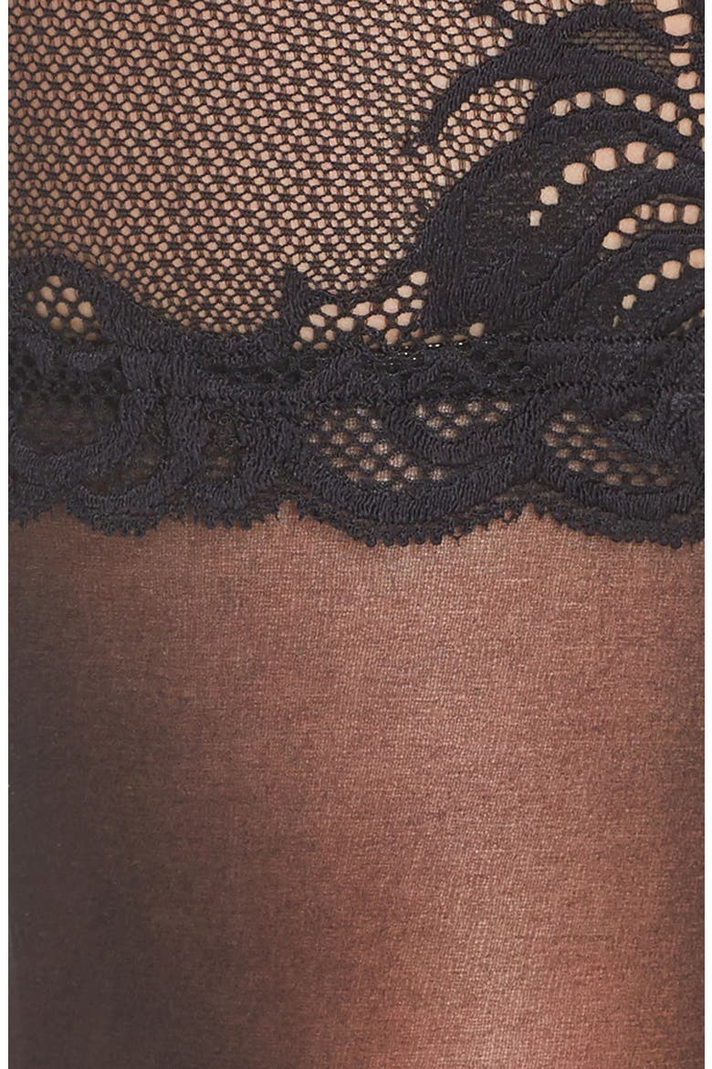 Feathers Stay-Up Stockings, Alternate, color, BLACK