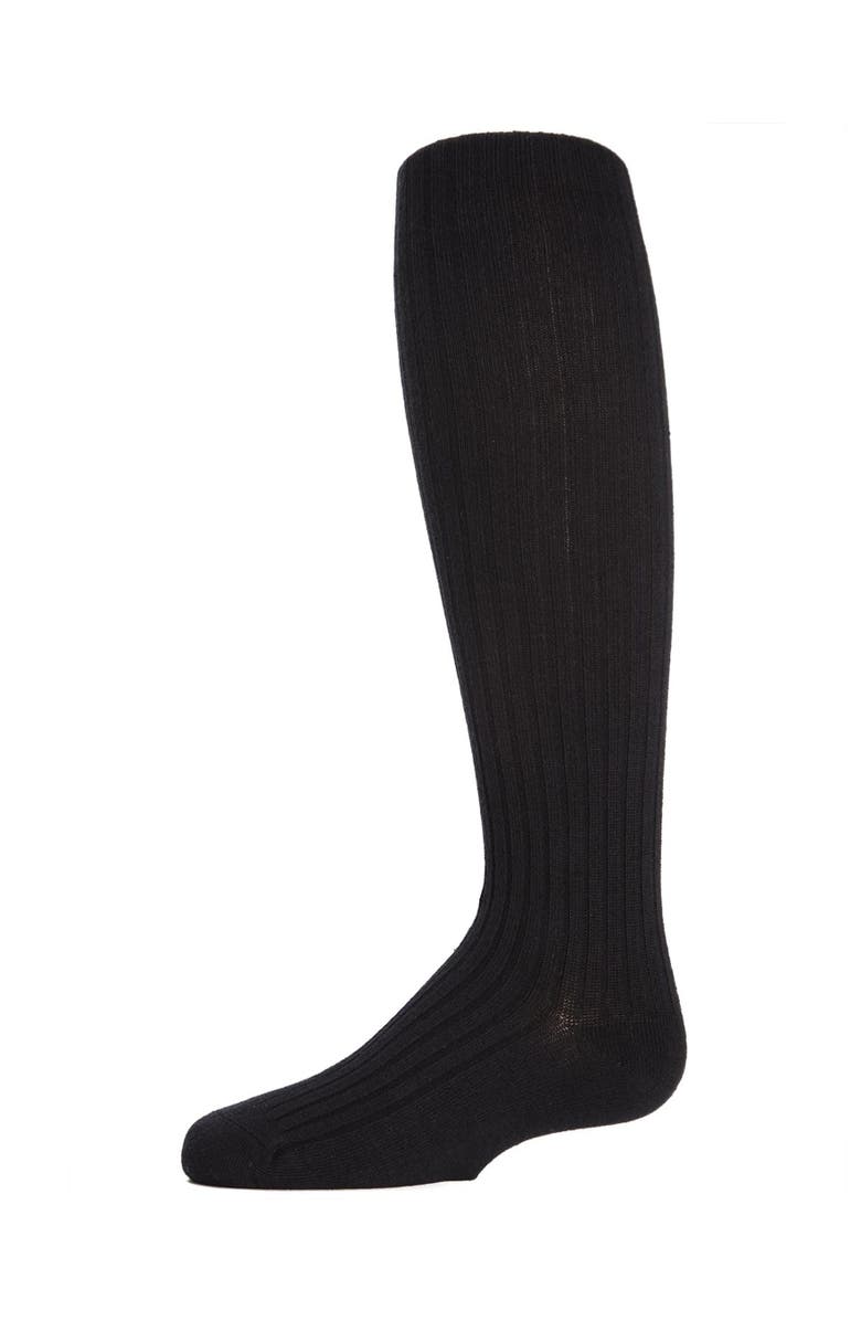 MeMoi Infant Classic Ribbed Cotton Blend Opaque Tights, Main, color, Black