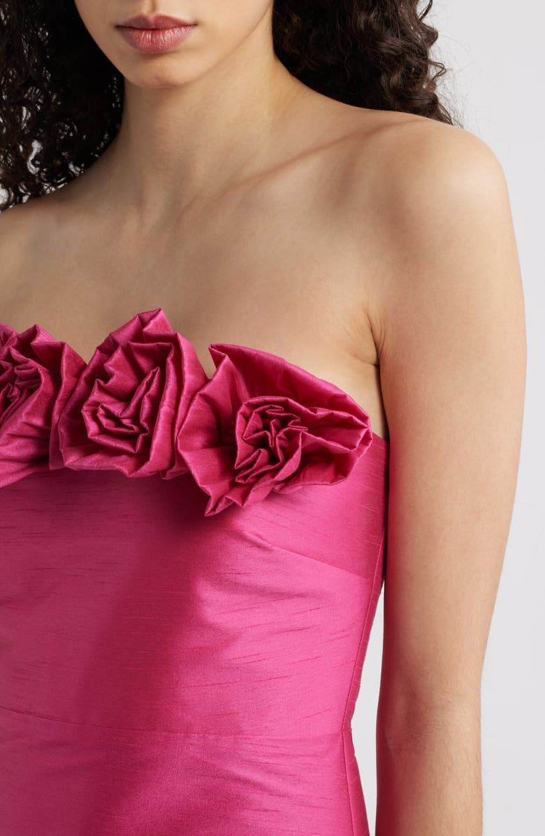 LIKELY Gwen Rosette Strapless Midi Dress, Alternate, color, Fuchsia