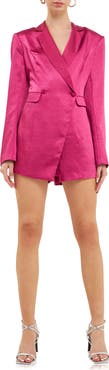Endless Rose Long Sleeve Satin Blazer Romper