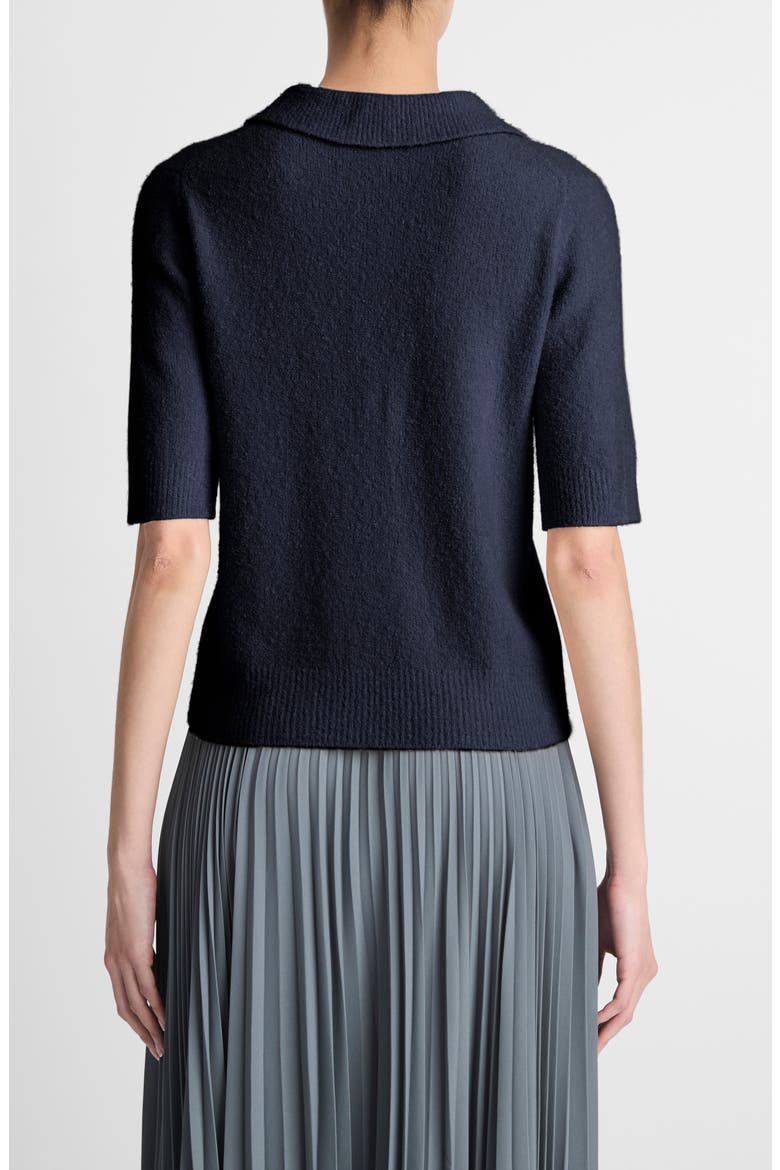 Bouclé Short Sleeve Silk Blend Polo Sweater, Alternate, color, COASTAL BLUE