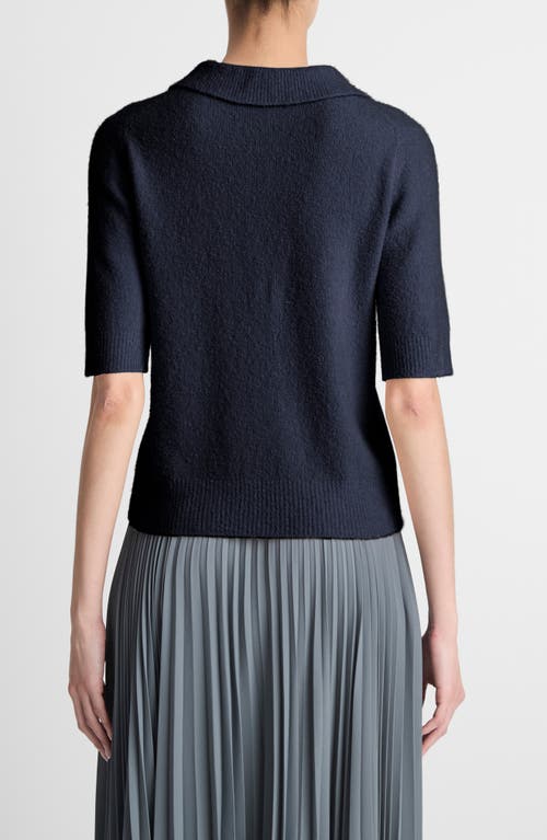 Vince Soft Boucle Silk & Cashmere-blend Polo Shirt In Coastal Blue